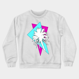 Retrowave Palm Tree in Cyan and Magenta Triangles Crewneck Sweatshirt